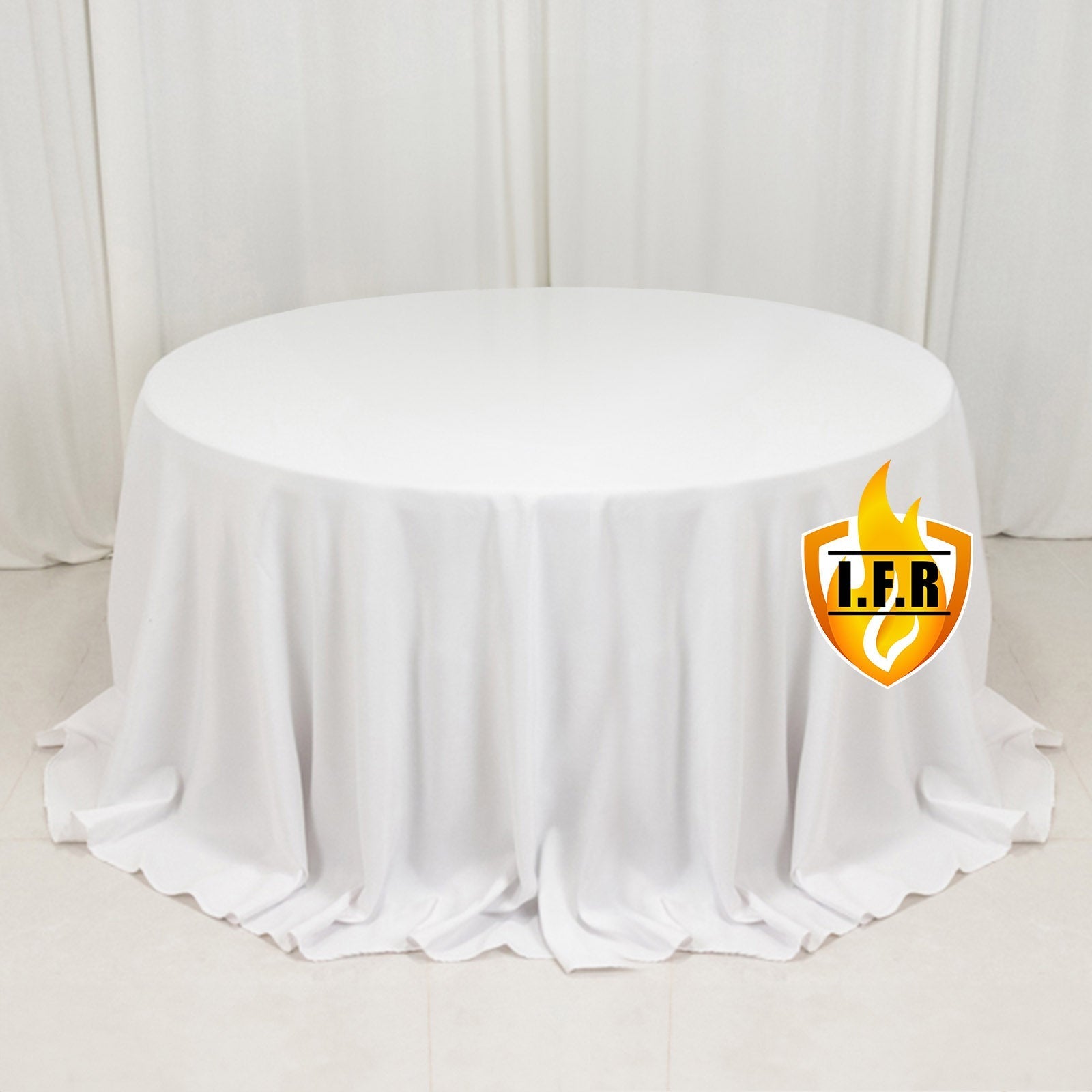 Fire Retardant Premium Polyester 132" Round Tablecloth White - Stylish High - Performance Table Cover for Large Gatherings - Bell Racket Store