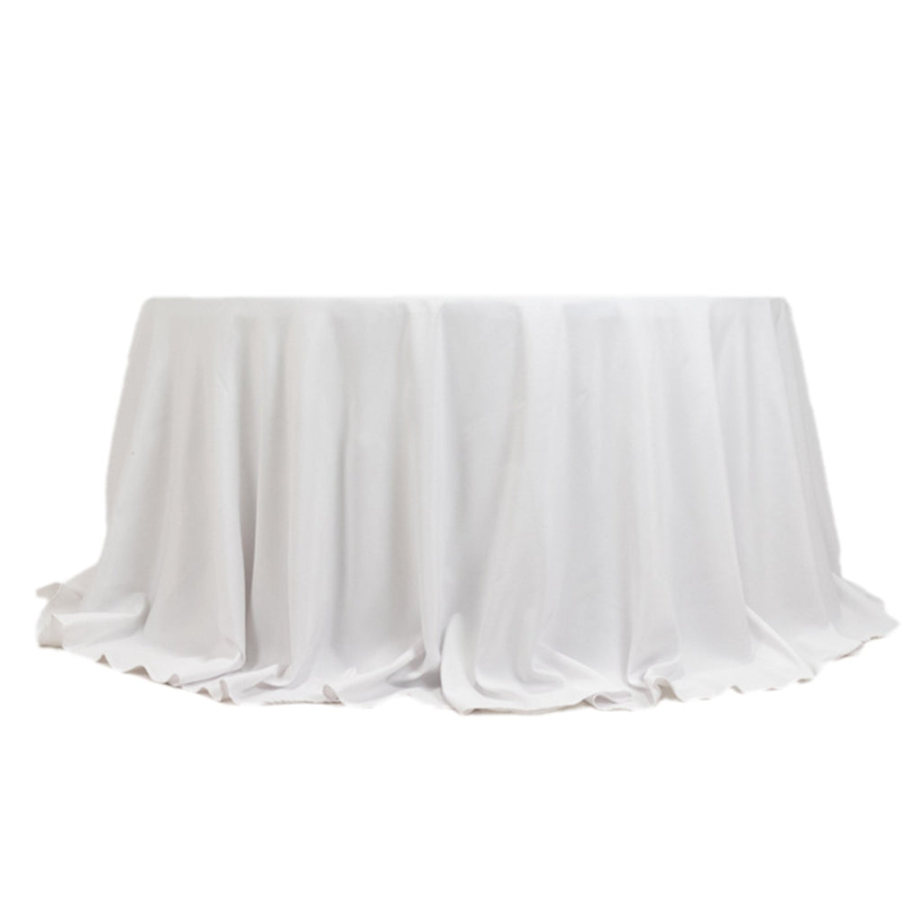 Fire Retardant Premium Polyester 132" Round Tablecloth White - Stylish High - Performance Table Cover for Large Gatherings - Bell Racket Store