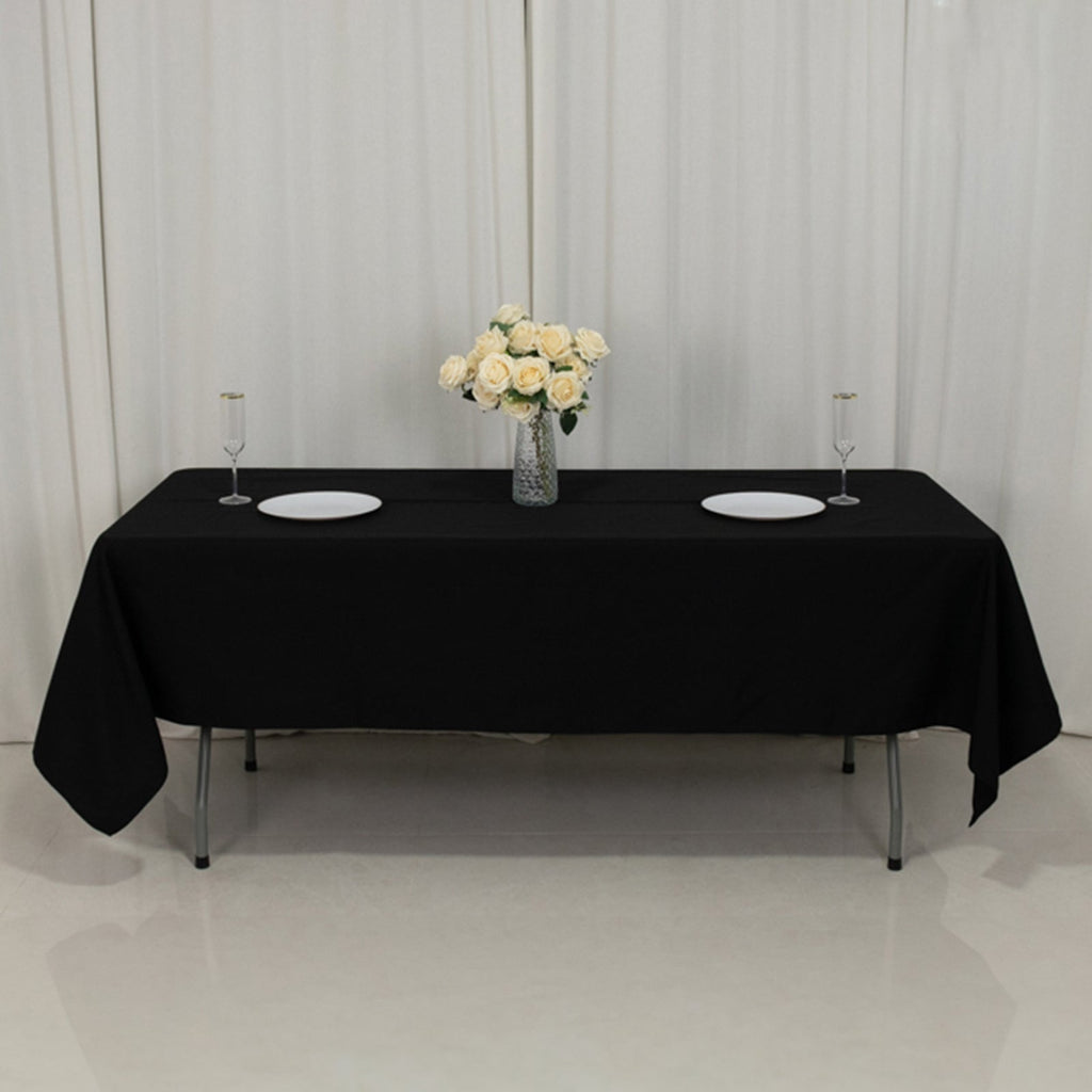 Fire Retardant Premium Polyester 60"x102" Rectangular Tablecloth Black - High - Performance Table Cover - Bell Racket Store