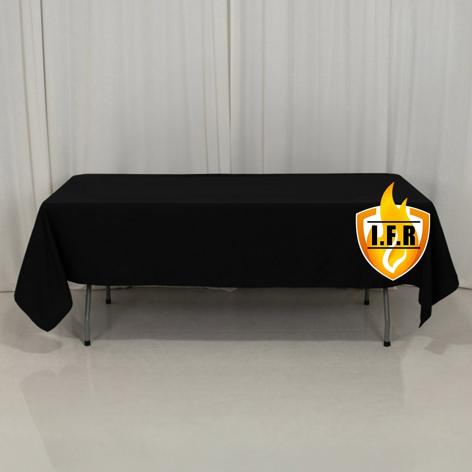Fire Retardant Premium Polyester 60"x102" Rectangular Tablecloth Black - High - Performance Table Cover - Bell Racket Store