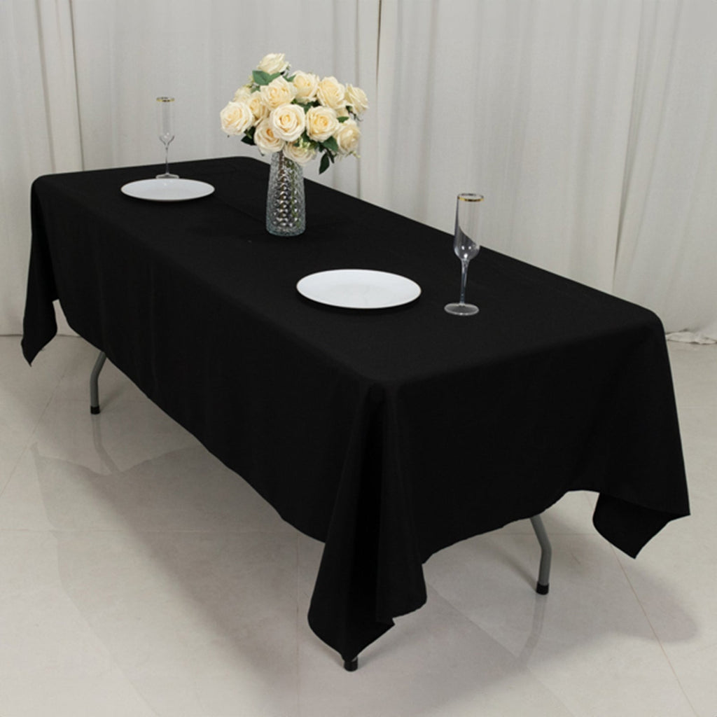 Fire Retardant Premium Polyester 60"x102" Rectangular Tablecloth Black - High - Performance Table Cover - Bell Racket Store