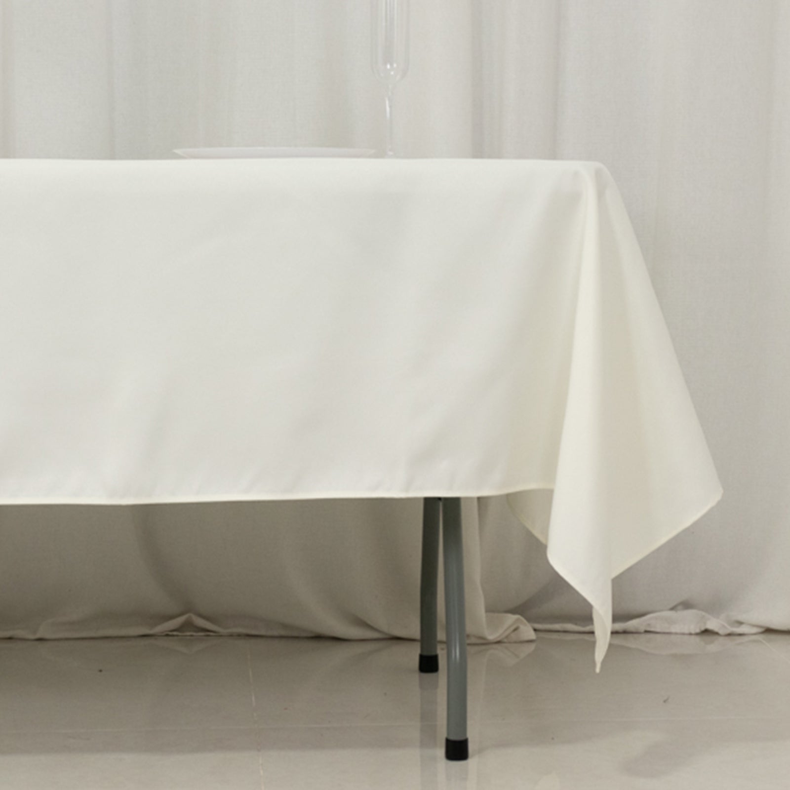 Fire Retardant Premium Polyester 60"x102" Rectangular Tablecloth Ivory - High - Performance Table Cover - Bell Racket Store