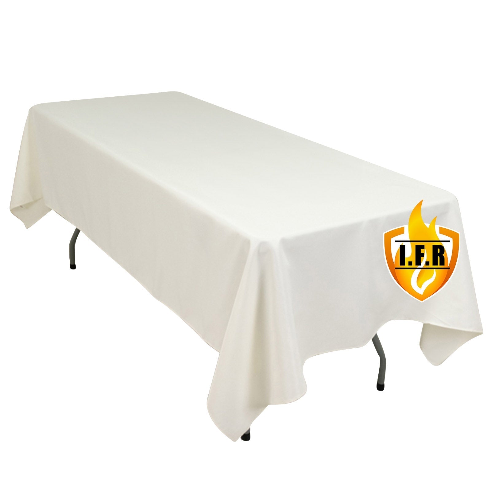 Fire Retardant Premium Polyester 60"x102" Rectangular Tablecloth Ivory - High - Performance Table Cover - Bell Racket Store