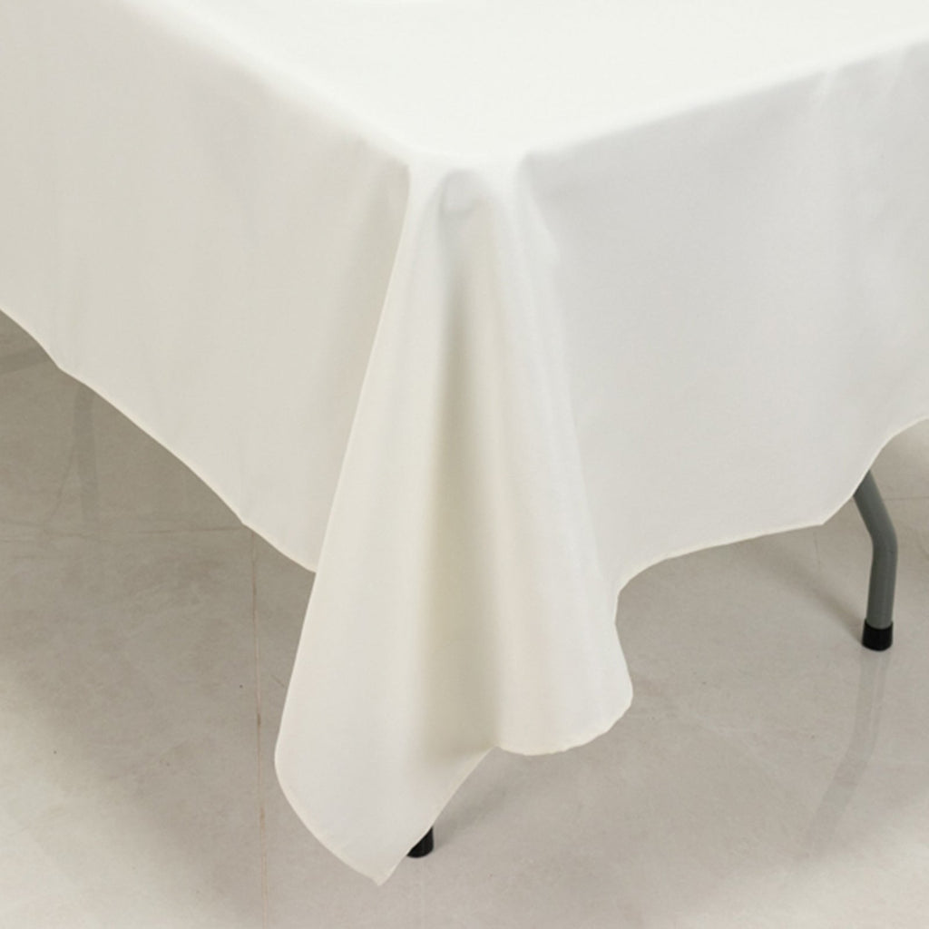 Fire Retardant Premium Polyester 60"x102" Rectangular Tablecloth Ivory - High - Performance Table Cover - Bell Racket Store