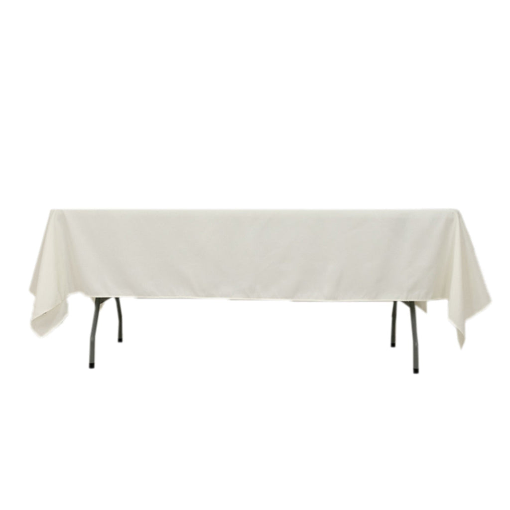 Fire Retardant Premium Polyester 60"x102" Rectangular Tablecloth Ivory - High - Performance Table Cover - Bell Racket Store