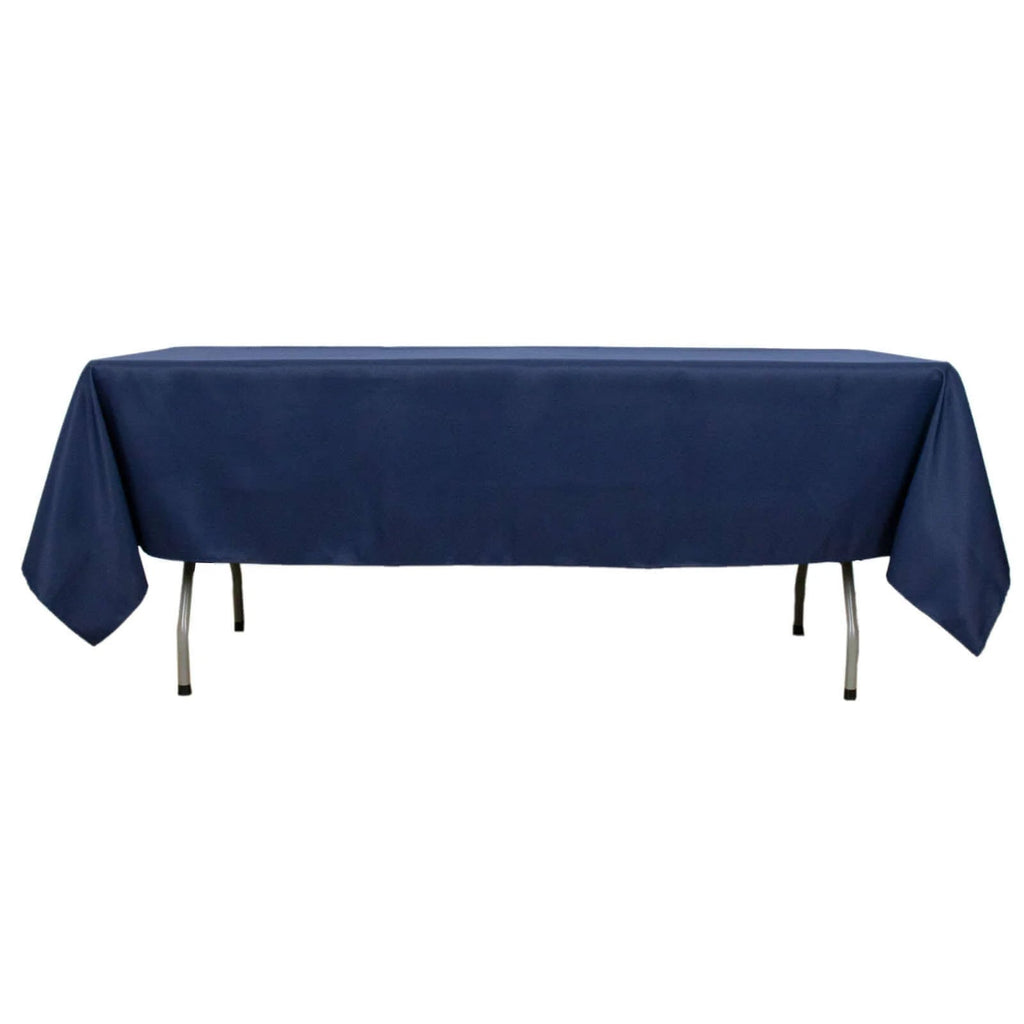 Fire Retardant Premium Polyester 60"x102" Rectangular Tablecloth Navy Blue - High - Performance Table Cover - Bell Racket Store