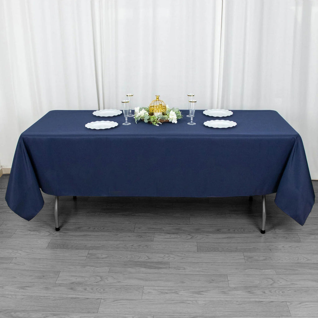 Fire Retardant Premium Polyester 60"x102" Rectangular Tablecloth Navy Blue - High - Performance Table Cover - Bell Racket Store