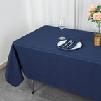 Fire Retardant Premium Polyester 60"x102" Rectangular Tablecloth Navy Blue - High - Performance Table Cover - Bell Racket Store