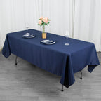 Fire Retardant Premium Polyester 60"x102" Rectangular Tablecloth Navy Blue - High - Performance Table Cover - Bell Racket Store