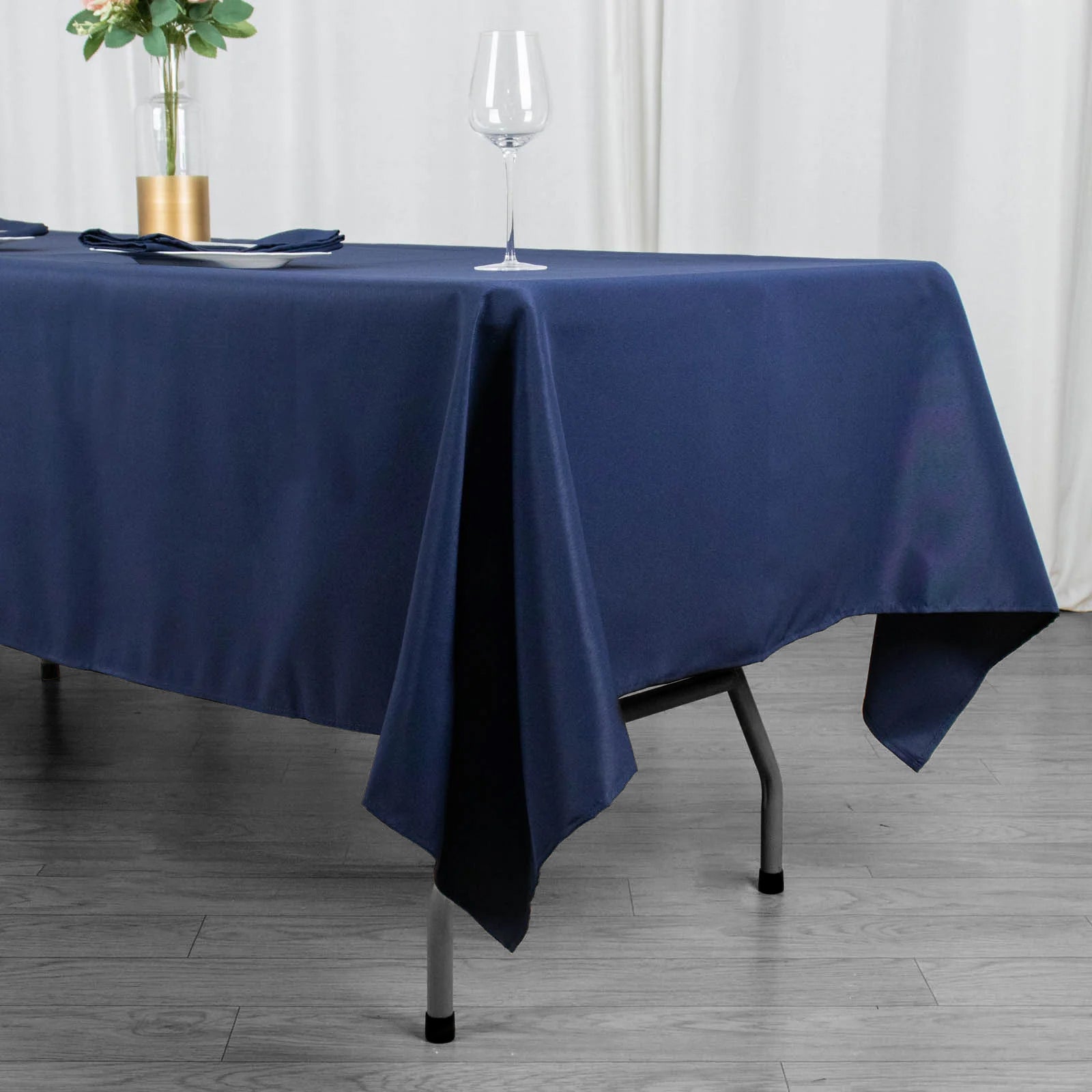 Fire Retardant Premium Polyester 60"x102" Rectangular Tablecloth Navy Blue - High - Performance Table Cover - Bell Racket Store