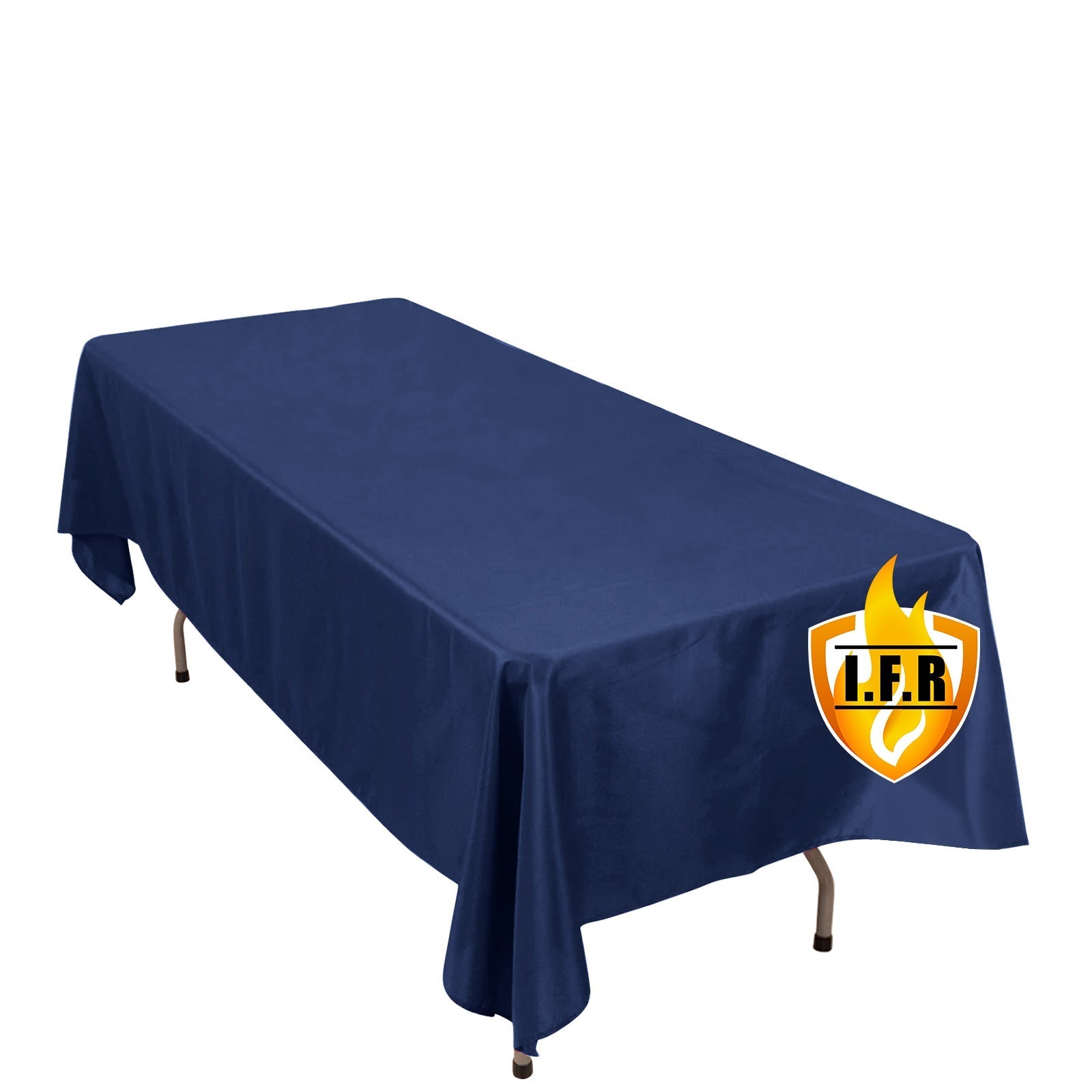 Fire Retardant Premium Polyester 60"x102" Rectangular Tablecloth Navy Blue - High - Performance Table Cover - Bell Racket Store