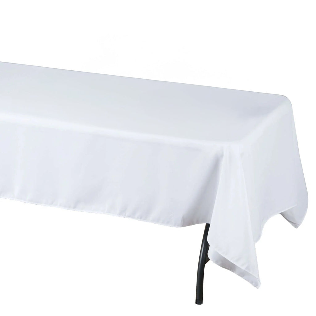 Fire Retardant Premium Polyester 60"x102" Rectangular Tablecloth White - Stylish High - Performance Table Cover for Large Gatherings - Bell Racket Store