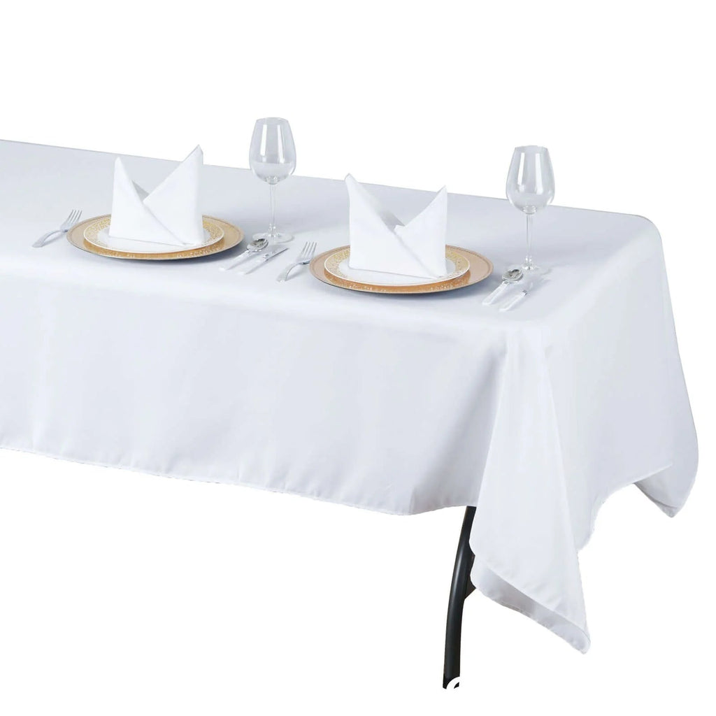 Fire Retardant Premium Polyester 60"x102" Rectangular Tablecloth White - Stylish High - Performance Table Cover for Large Gatherings - Bell Racket Store
