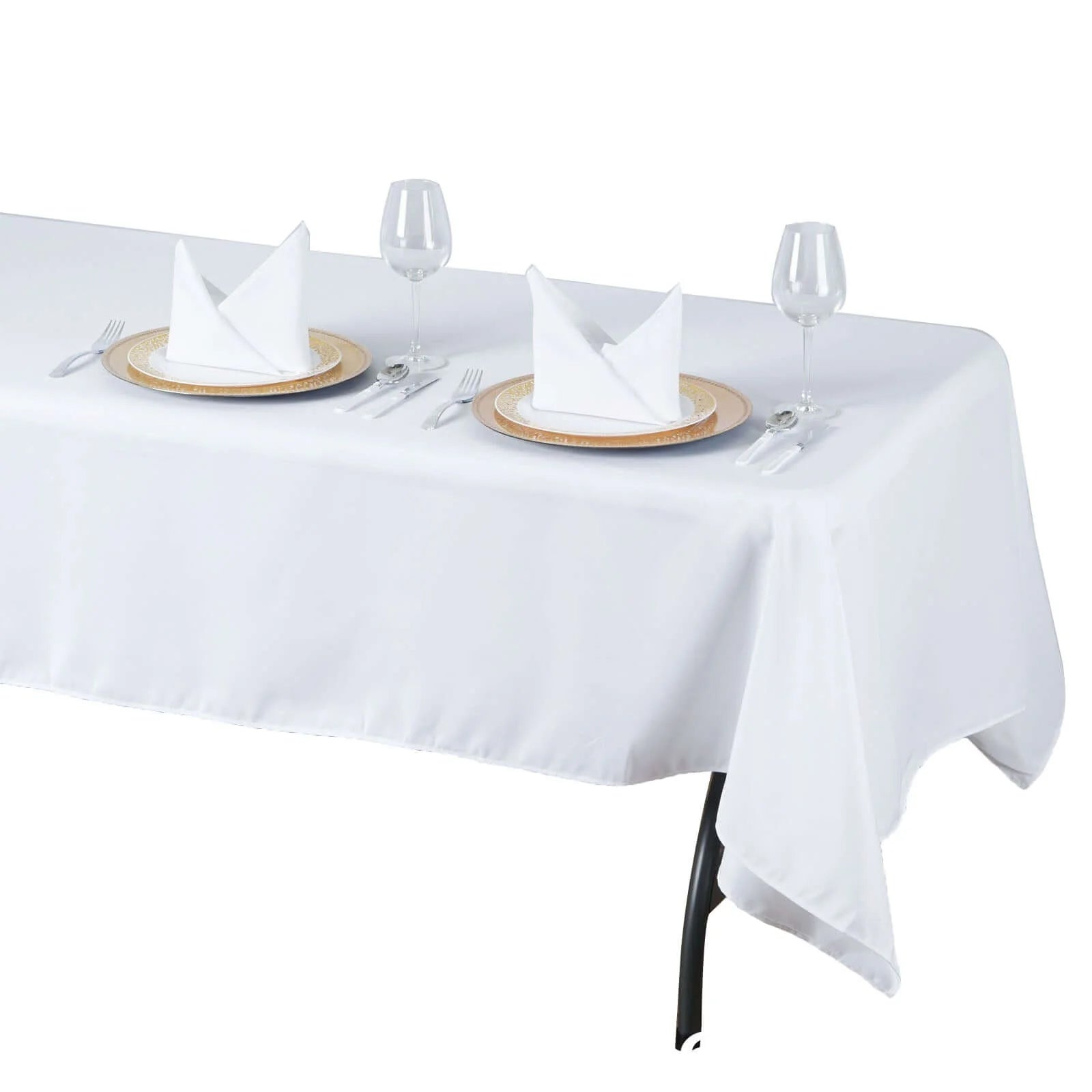 Fire Retardant Premium Polyester 60"x102" Rectangular Tablecloth White - Stylish High - Performance Table Cover for Large Gatherings - Bell Racket Store