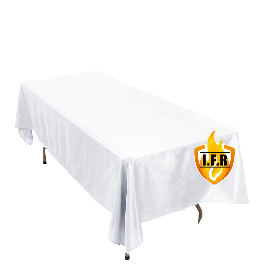 Fire Retardant Premium Polyester 60"x102" Rectangular Tablecloth White - Stylish High - Performance Table Cover for Large Gatherings - Bell Racket Store