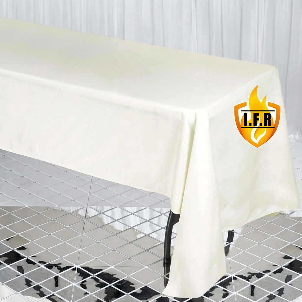 Fire Retardant Premium Polyester 60"x126" Rectangular Tablecloth Ivory - High - Performance Table Cover - Bell Racket Store