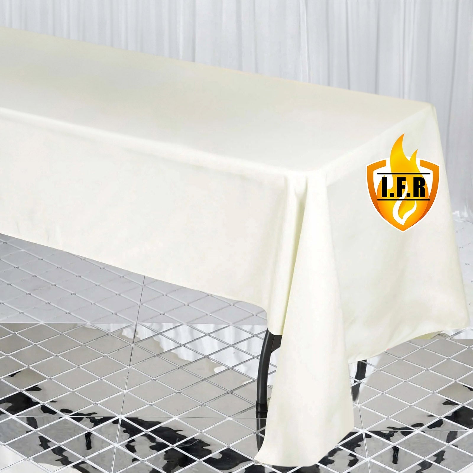 Fire Retardant Premium Polyester 60"x126" Rectangular Tablecloth Ivory - High - Performance Table Cover - Bell Racket Store