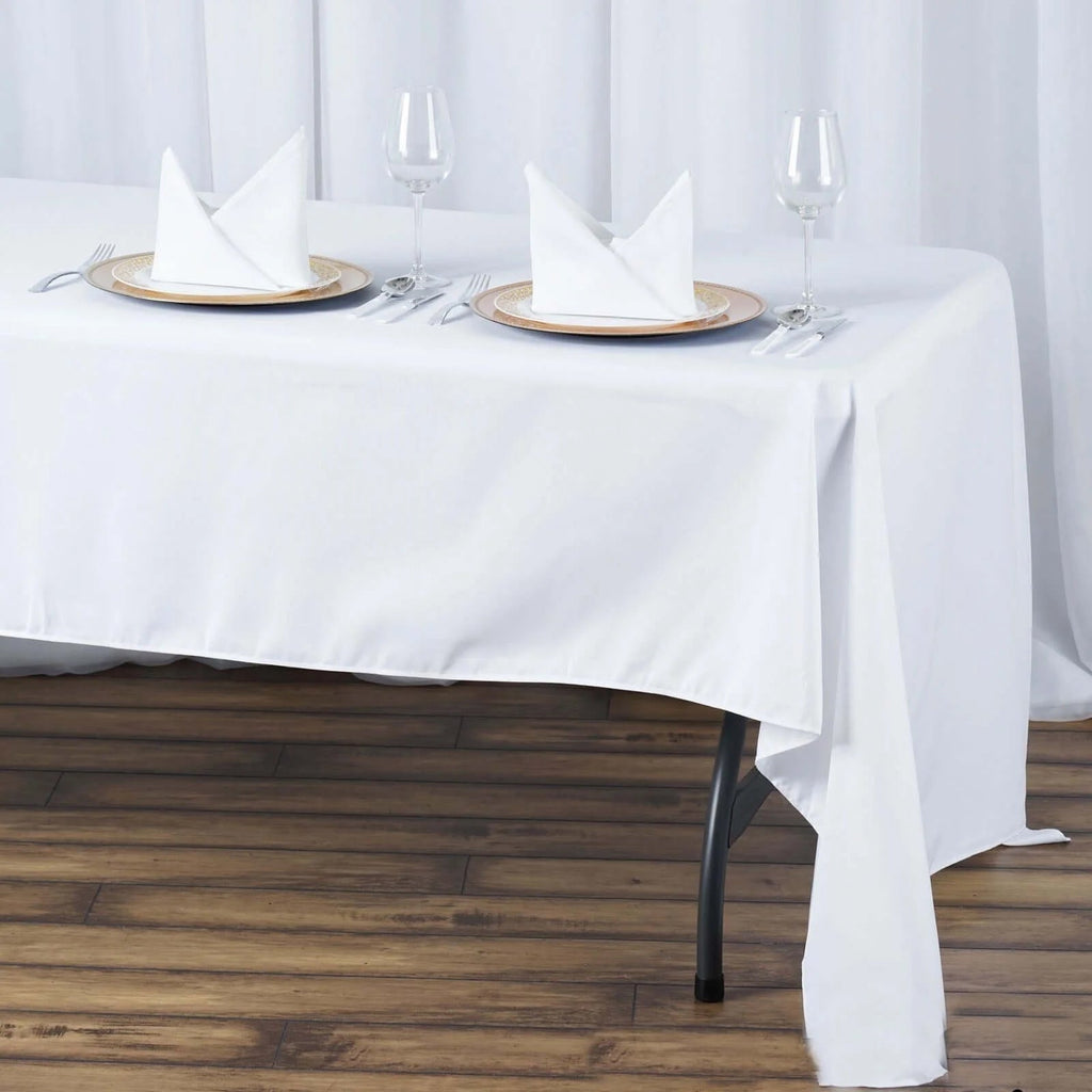 Fire Retardant Premium Polyester 60"x126" Rectangular Tablecloth White - Stylish High - Performance Table Cover for Large Gatherings - Bell Racket Store