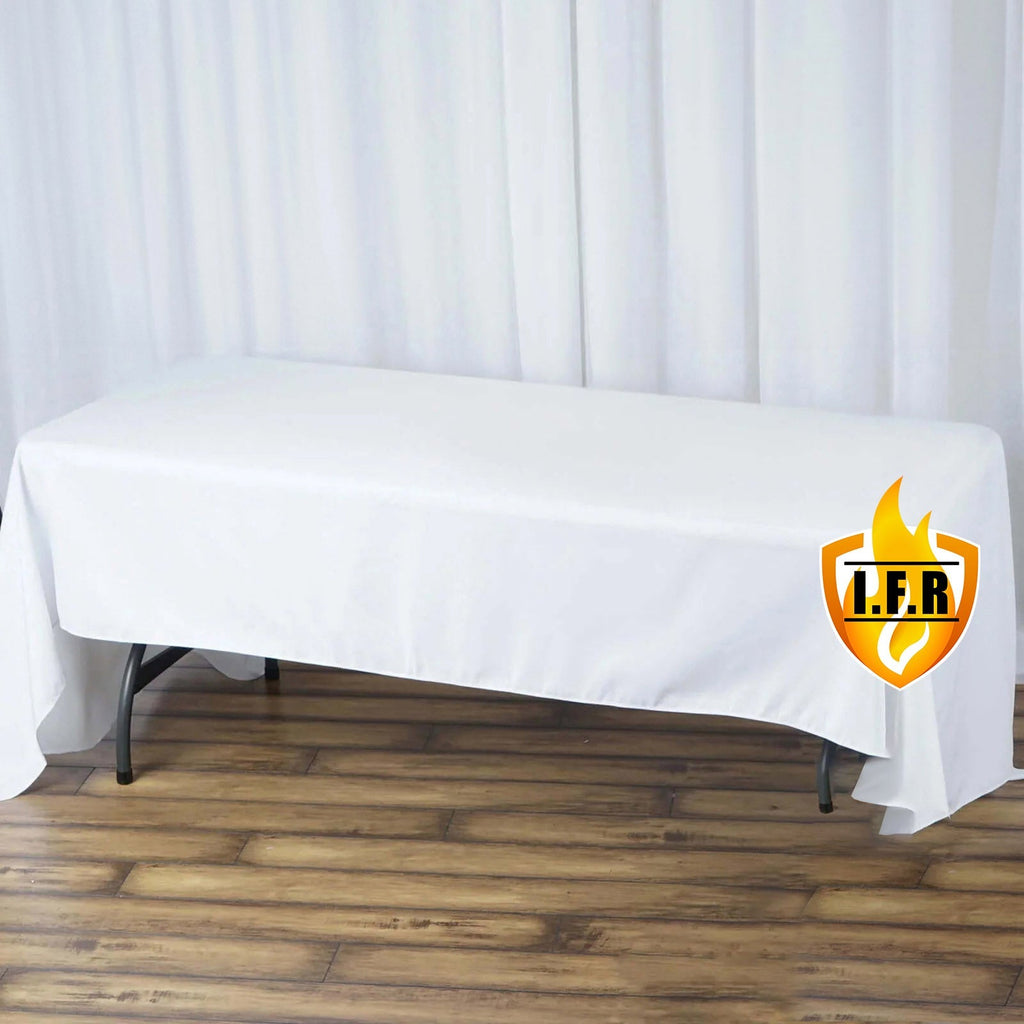 Fire Retardant Premium Polyester 60"x126" Rectangular Tablecloth White - Stylish High - Performance Table Cover for Large Gatherings - Bell Racket Store