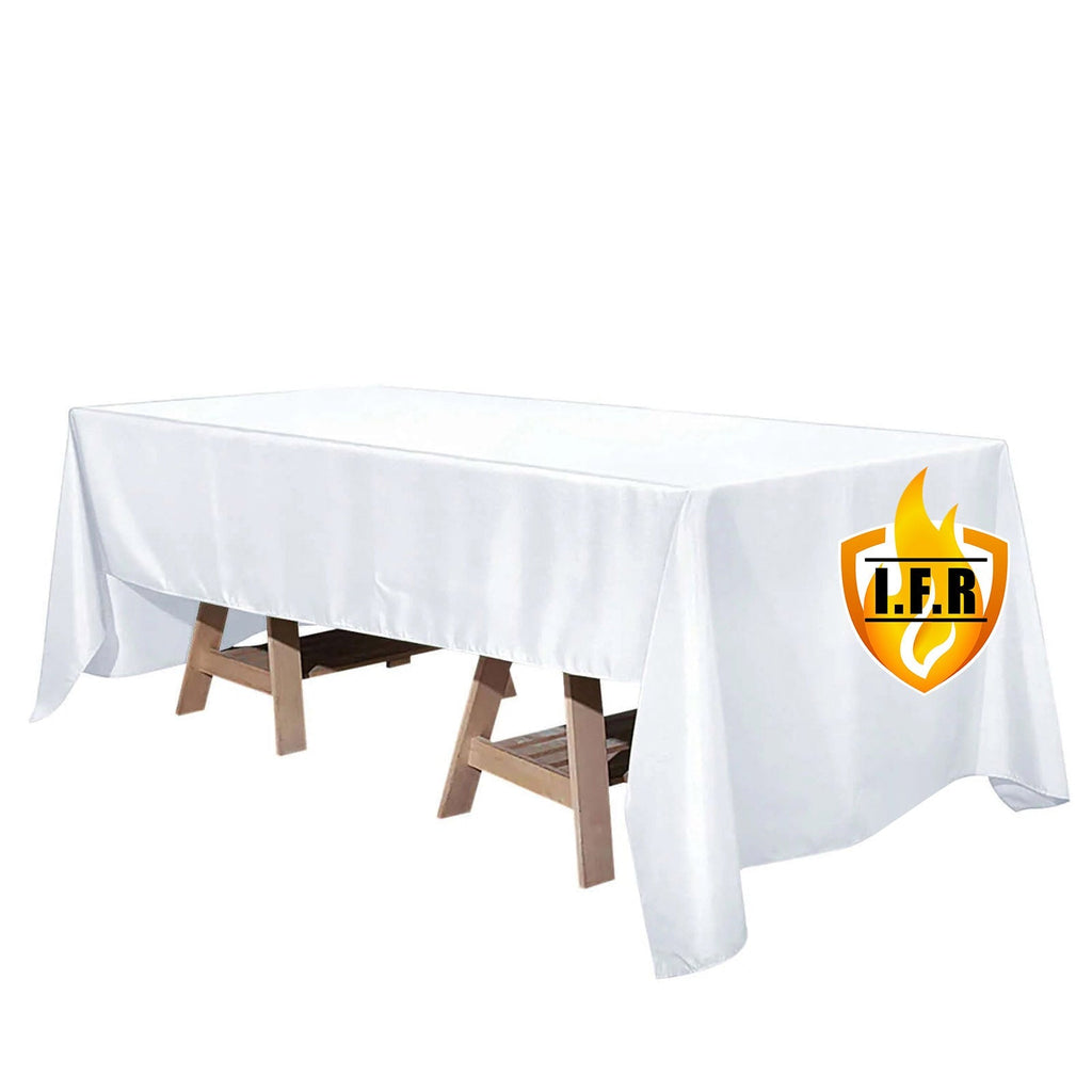 Fire Retardant Premium Polyester 60"x126" Rectangular Tablecloth White - Stylish High - Performance Table Cover for Large Gatherings - Bell Racket Store