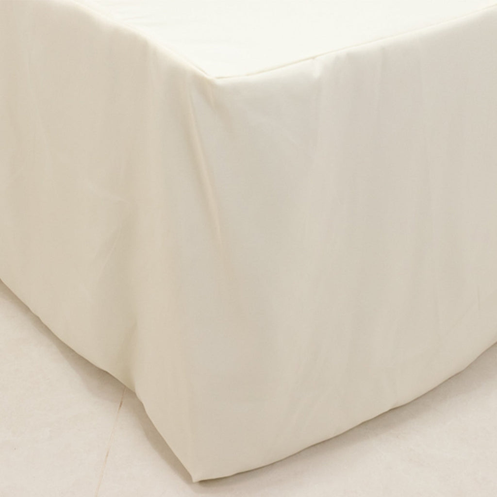 Fire Retardant Premium Polyester 6ft Rectangular Tablecloth Ivory Fitted High - Performance Table Cover - Bell Racket Store