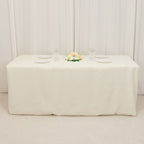 Fire Retardant Premium Polyester 6ft Rectangular Tablecloth Ivory Fitted High - Performance Table Cover - Bell Racket Store