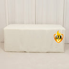 Fire Retardant Premium Polyester 6ft Rectangular Tablecloth Ivory Fitted High - Performance Table Cover - Bell Racket Store