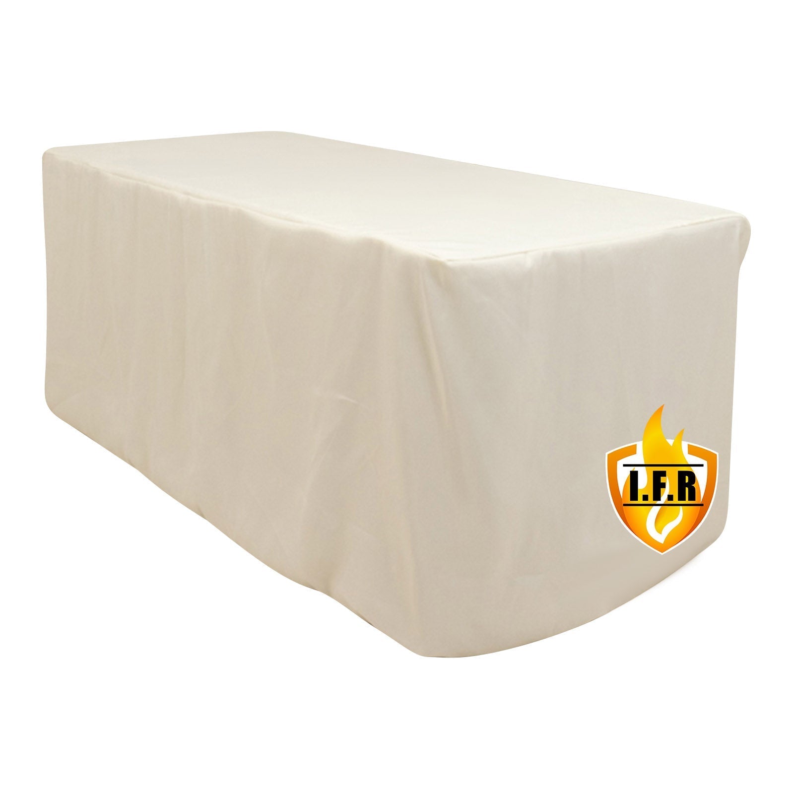 Fire Retardant Premium Polyester 6ft Rectangular Tablecloth Ivory Fitted High - Performance Table Cover - Bell Racket Store