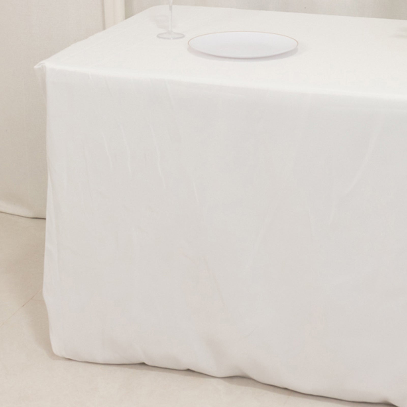 Fire Retardant Premium Polyester 6ft Rectangular Tablecloth White Fitted High - Performance Table Cover for Large Gatherings - Bell Racket Store