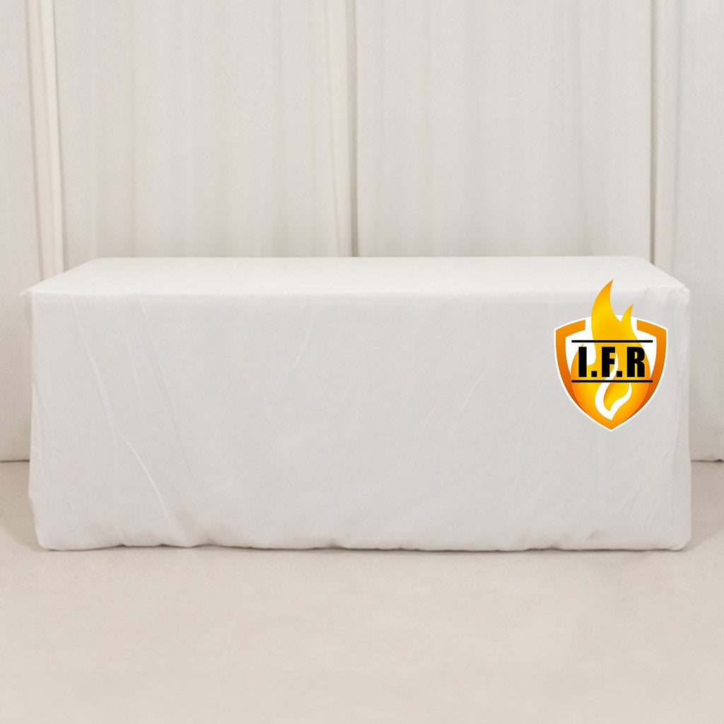 Fire Retardant Premium Polyester 6ft Rectangular Tablecloth White Fitted High - Performance Table Cover for Large Gatherings - Bell Racket Store