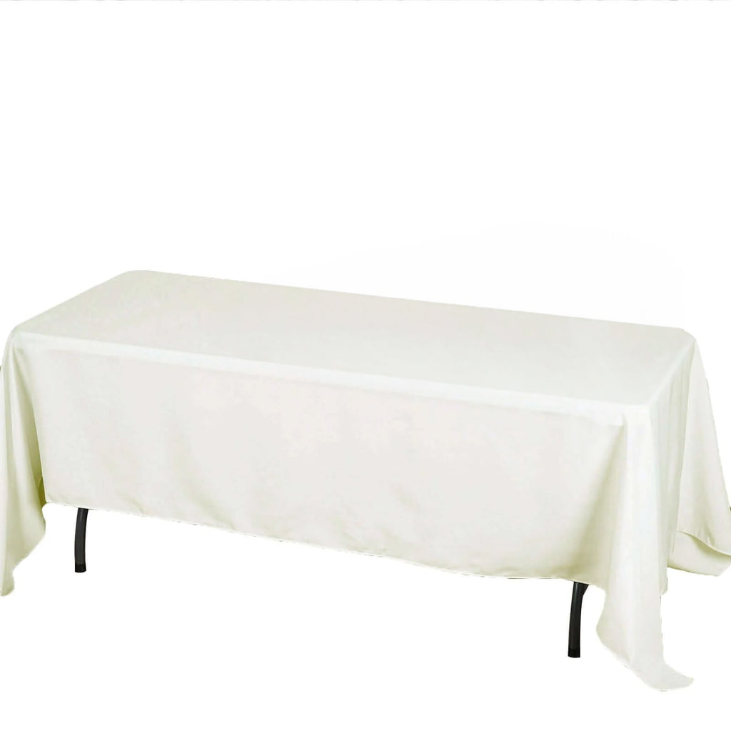 Fire Retardant Premium Polyester 72"x120" Rectangular Tablecloth Ivory - High - Performance Table Cover - Bell Racket Store