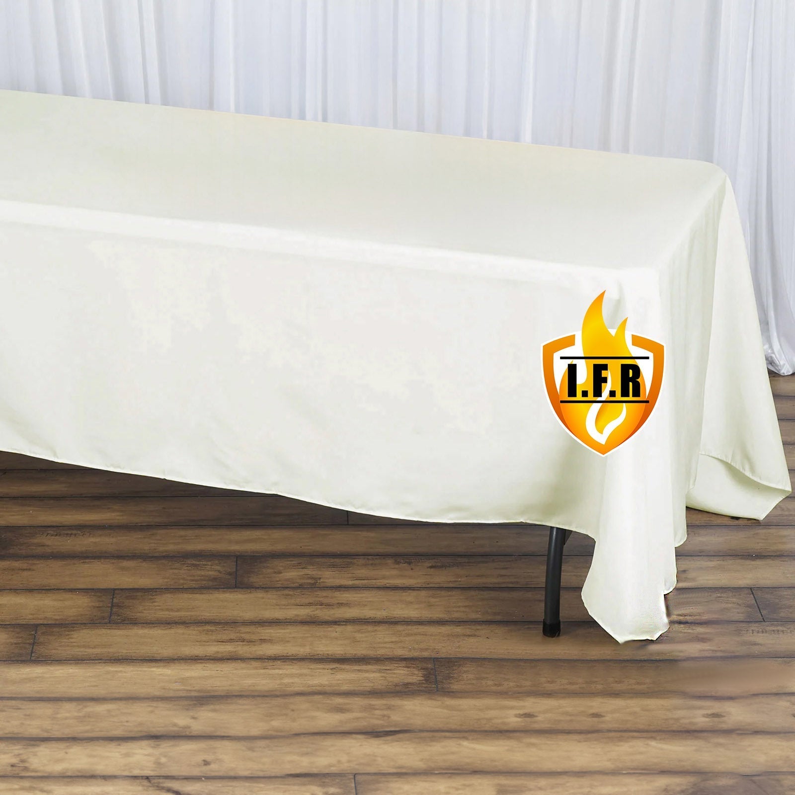 Fire Retardant Premium Polyester 72"x120" Rectangular Tablecloth Ivory - High - Performance Table Cover - Bell Racket Store