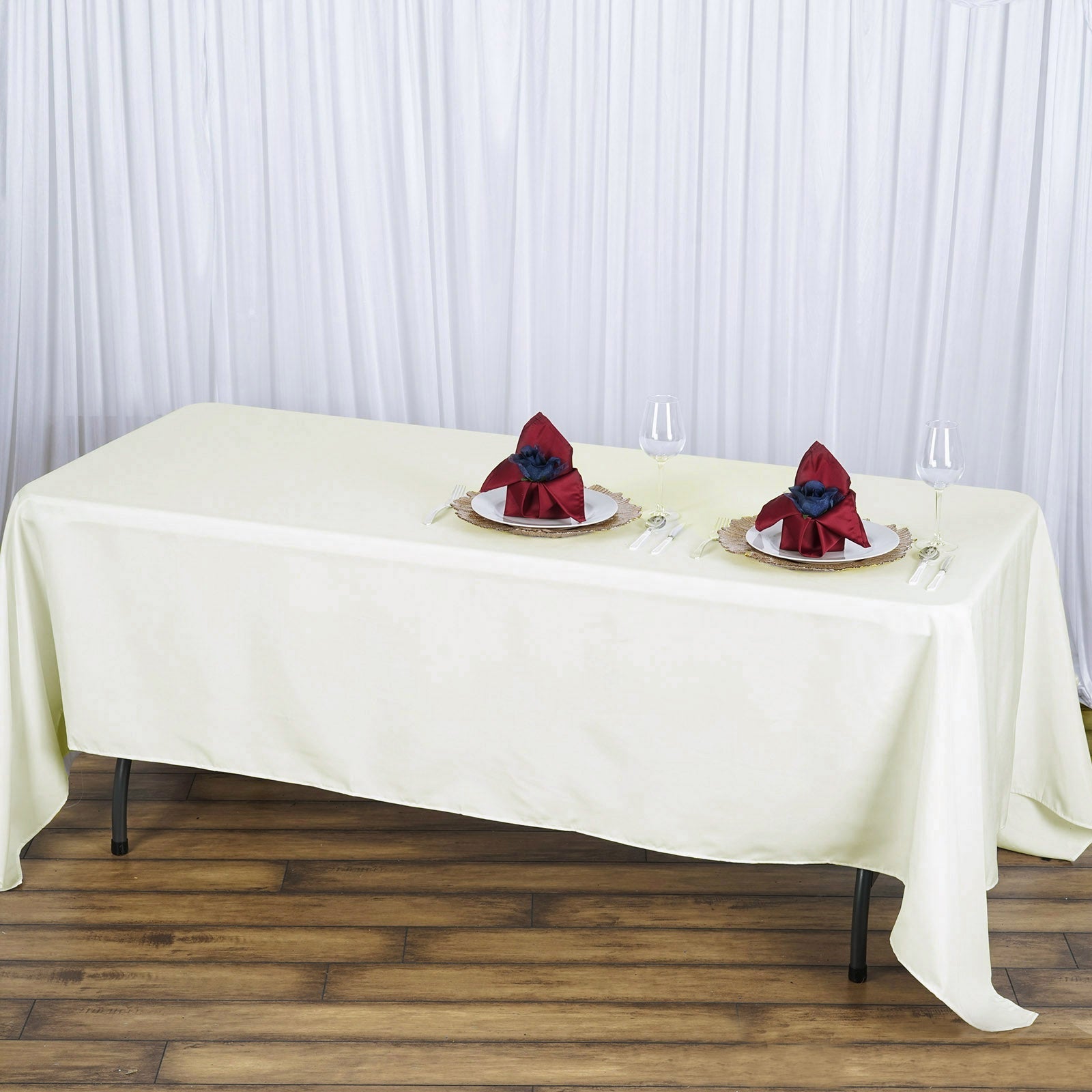 Fire Retardant Premium Polyester 72"x120" Rectangular Tablecloth Ivory - High - Performance Table Cover - Bell Racket Store