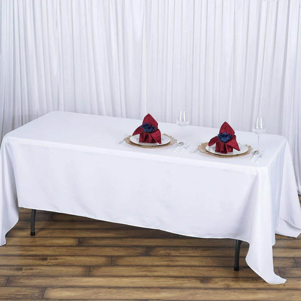 Fire Retardant Premium Polyester 72"x120" Rectangular Tablecloth White - Stylish High - Performance Table Cover for Large Gatherings - Bell Racket Store