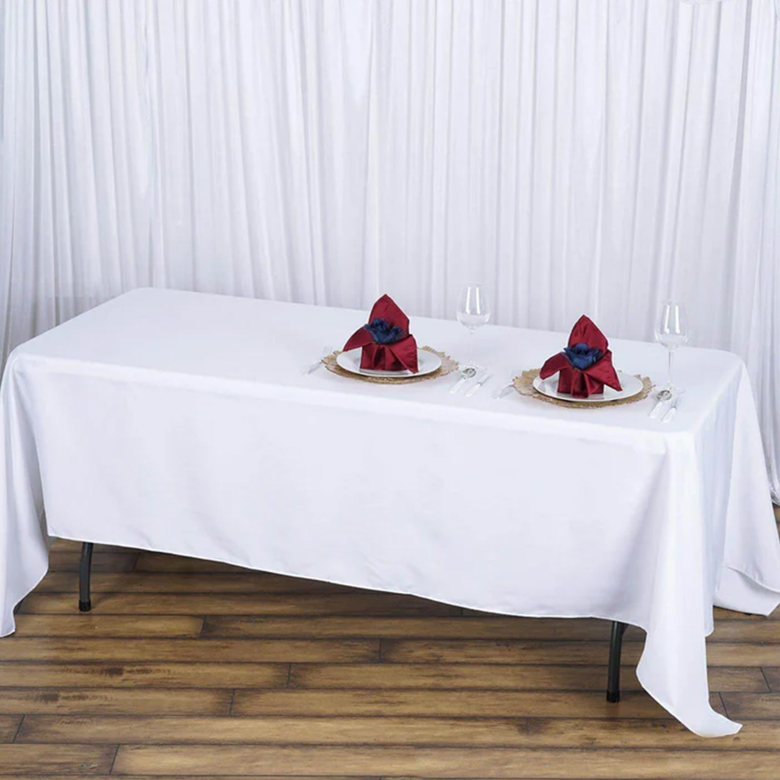 Fire Retardant Premium Polyester 72"x120" Rectangular Tablecloth White - Stylish High - Performance Table Cover for Large Gatherings - Bell Racket Store