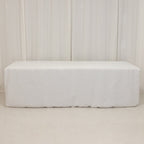 Fire Retardant Premium Polyester 8ft Rectangular Tablecloth White Fitted High - Performance Table Cover for Large Gatherings - Bell Racket Store