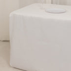 Fire Retardant Premium Polyester 8ft Rectangular Tablecloth White Fitted High - Performance Table Cover for Large Gatherings - Bell Racket Store