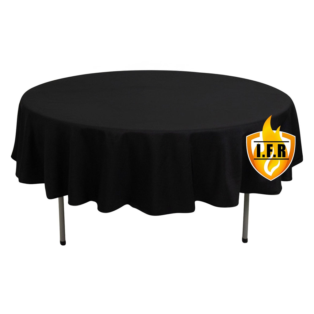 Fire Retardant Premium Polyester 90" Round Tablecloth Black - High - Performance Table Cover - Bell Racket Store
