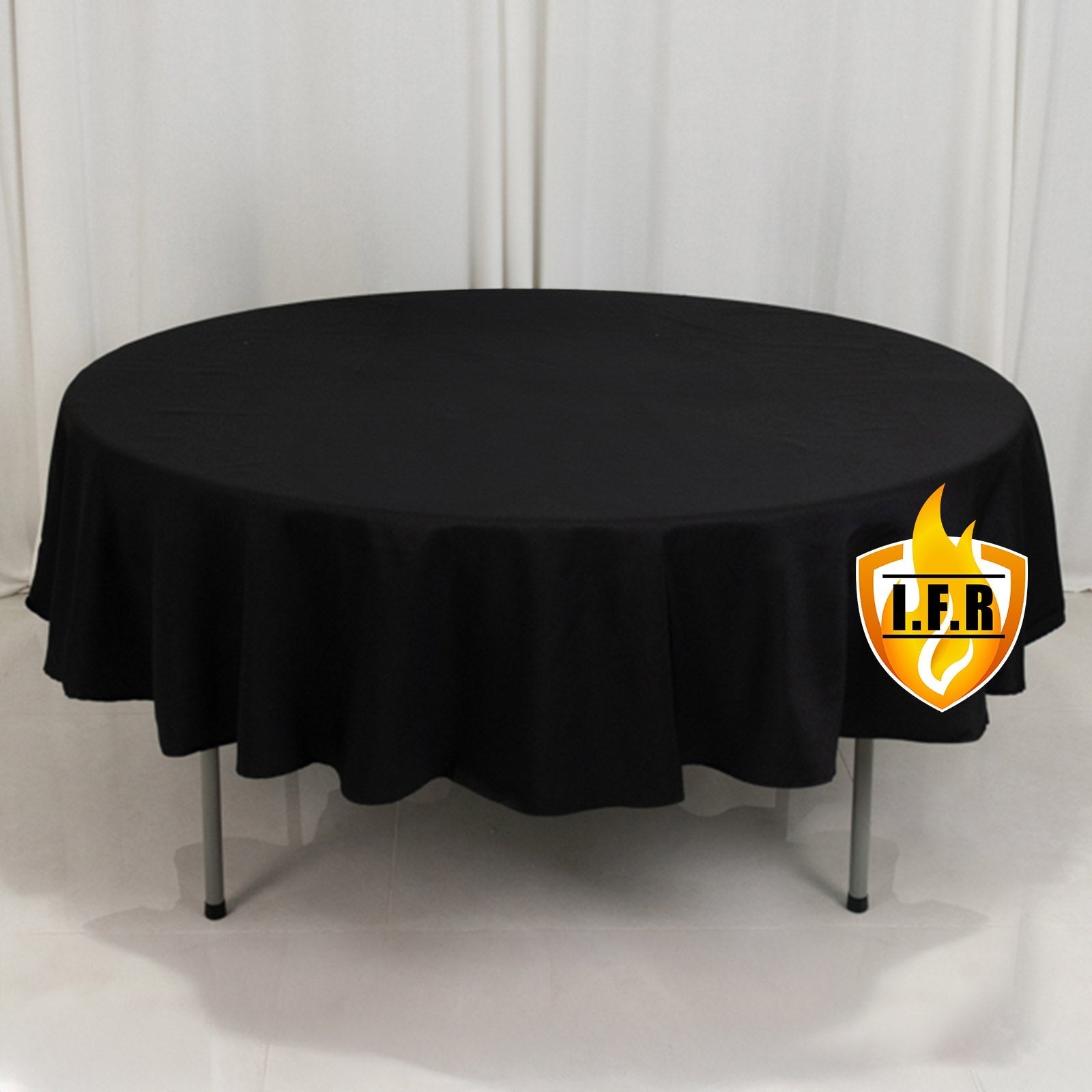Fire Retardant Premium Polyester 90" Round Tablecloth Black - High - Performance Table Cover - Bell Racket Store