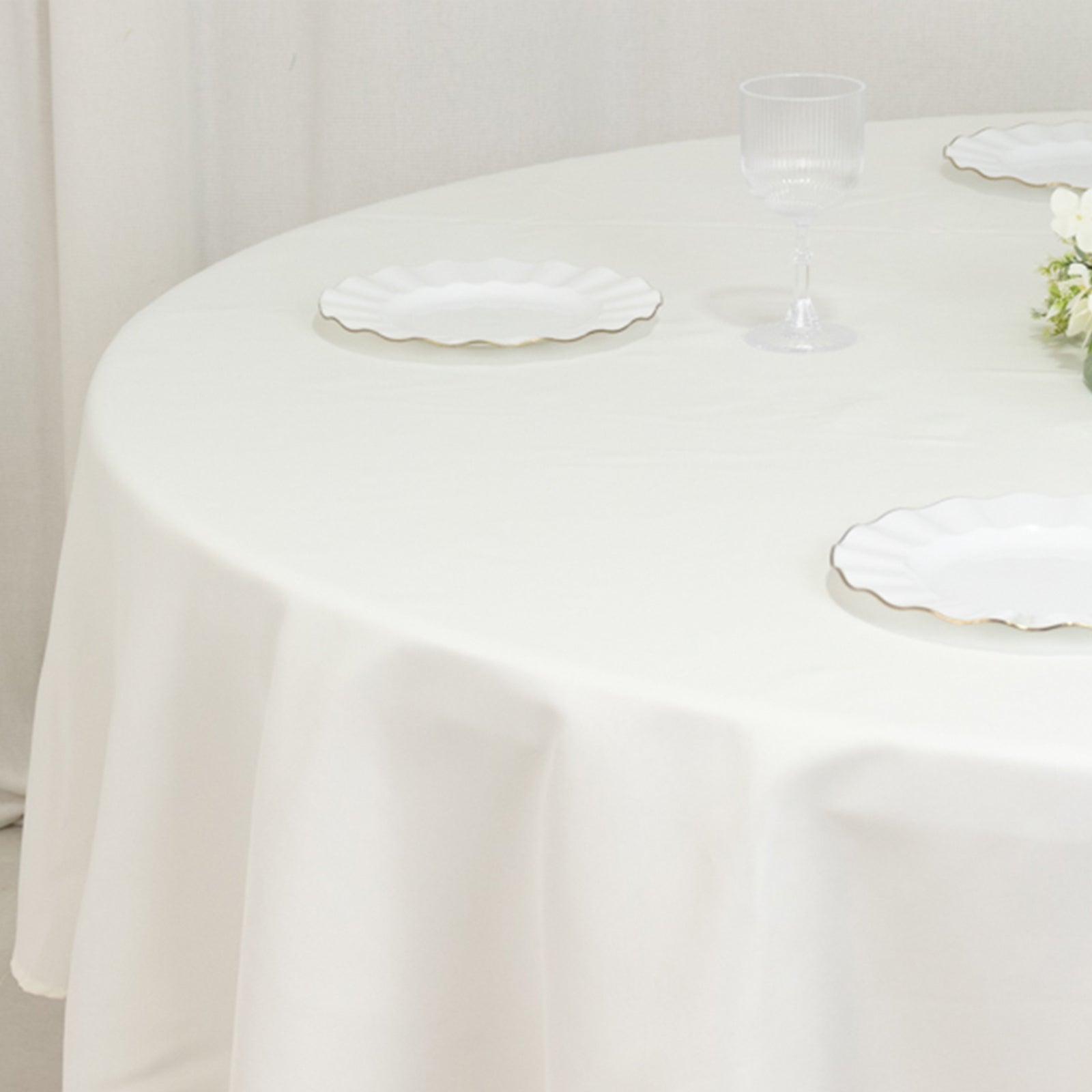 Fire Retardant Premium Polyester 90" Round Tablecloth Ivory - High - Performance Table Cover - Bell Racket Store