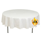 Fire Retardant Premium Polyester 90" Round Tablecloth Ivory - High - Performance Table Cover - Bell Racket Store
