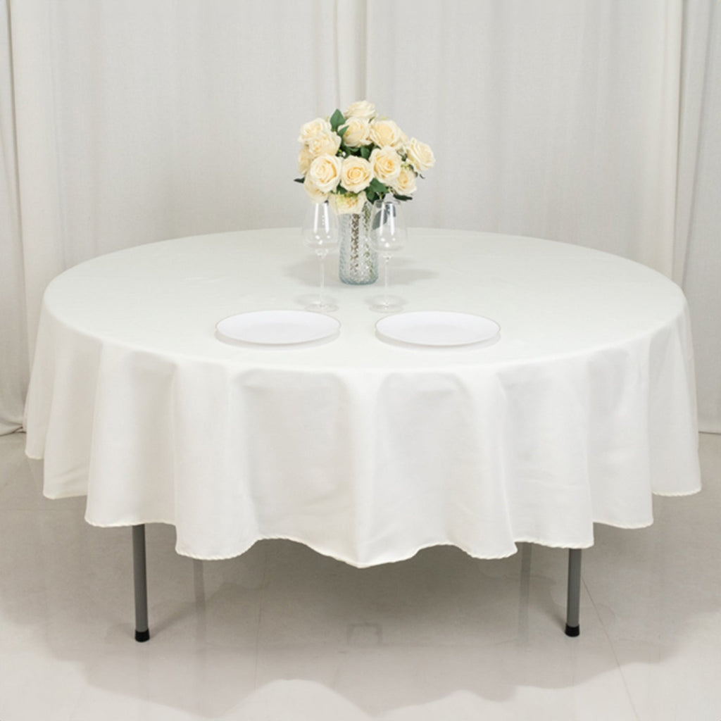Fire Retardant Premium Polyester 90" Round Tablecloth Ivory - High - Performance Table Cover - Bell Racket Store
