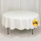 Fire Retardant Premium Polyester 90" Round Tablecloth Ivory - High - Performance Table Cover - Bell Racket Store
