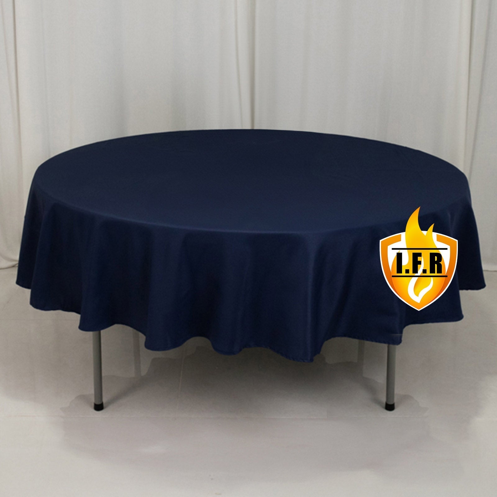 Fire Retardant Premium Polyester 90" Round Tablecloth Navy Blue - High - Performance Table Cover - Bell Racket Store