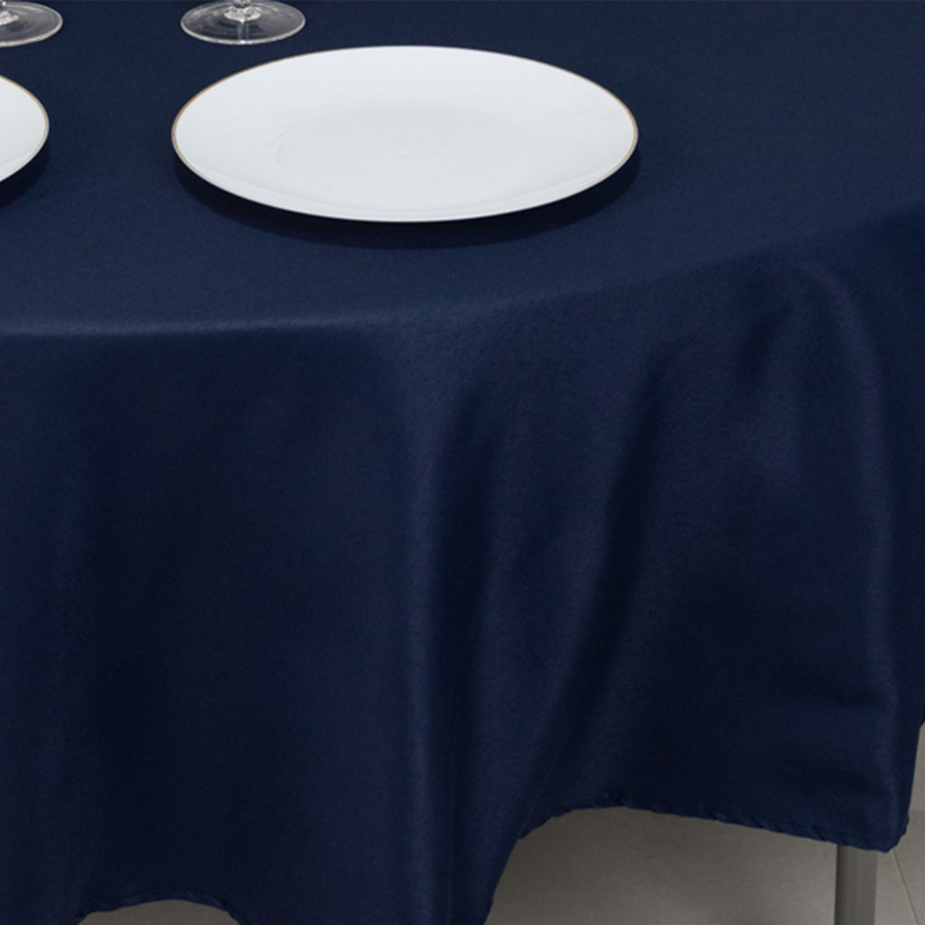 Fire Retardant Premium Polyester 90" Round Tablecloth Navy Blue - High - Performance Table Cover - Bell Racket Store
