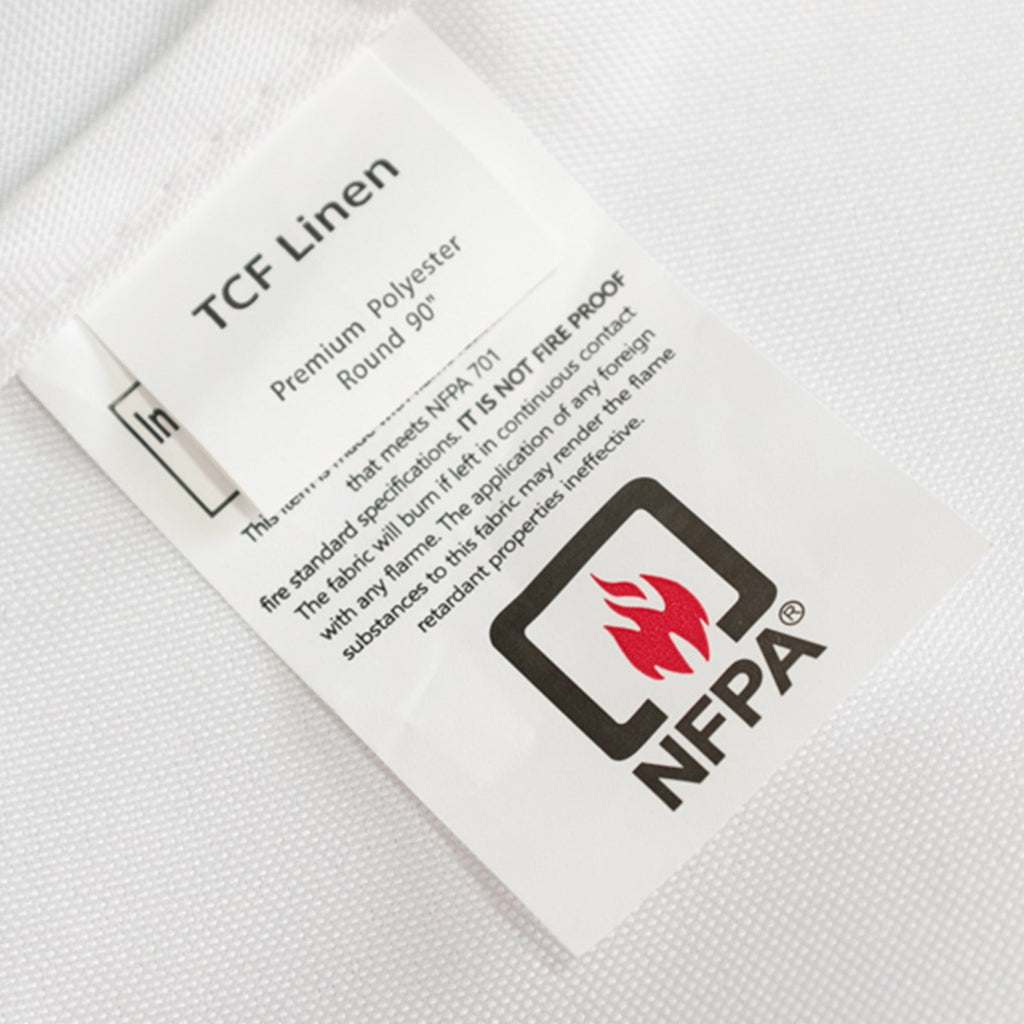 Fire Retardant Premium Polyester 90" Round Tablecloth White - Stylish High - Performance Table Cover for Large Gatherings - Bell Racket Store