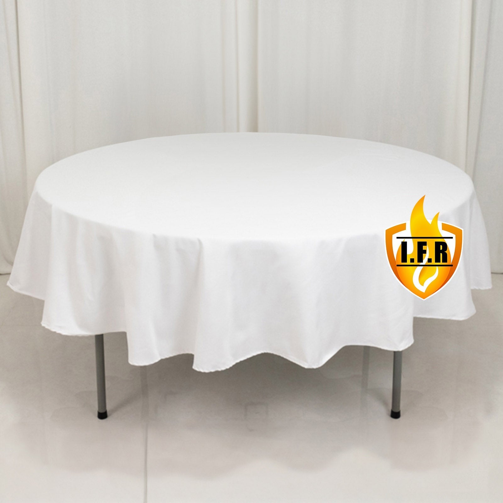 Fire Retardant Premium Polyester 90" Round Tablecloth White - Stylish High - Performance Table Cover for Large Gatherings - Bell Racket Store