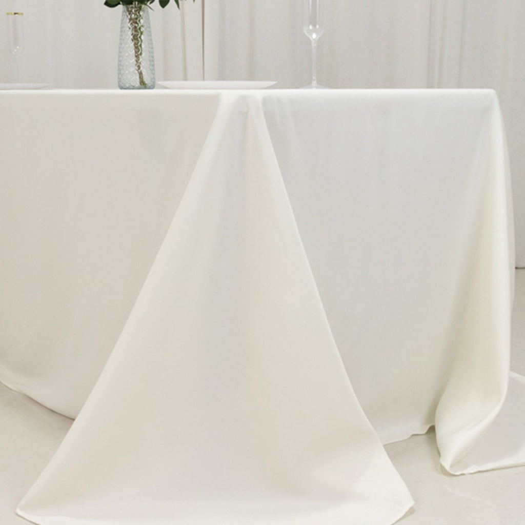 Fire Retardant Premium Polyester 90"x132" Rectangular Tablecloth Ivory - High - Performance Seamless Table Cover - Bell Racket Store