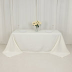 Fire Retardant Premium Polyester 90"x132" Rectangular Tablecloth Ivory - High - Performance Seamless Table Cover - Bell Racket Store