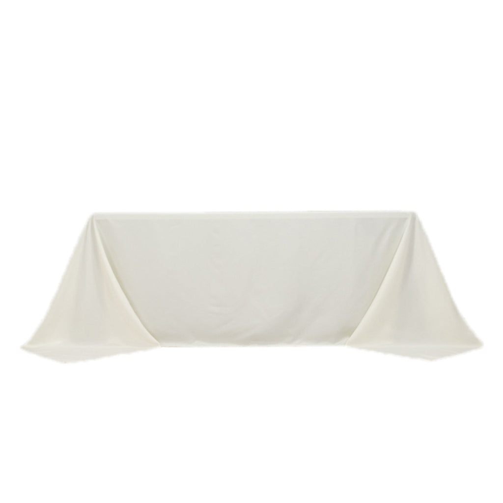 Fire Retardant Premium Polyester 90"x132" Rectangular Tablecloth Ivory - High - Performance Seamless Table Cover - Bell Racket Store